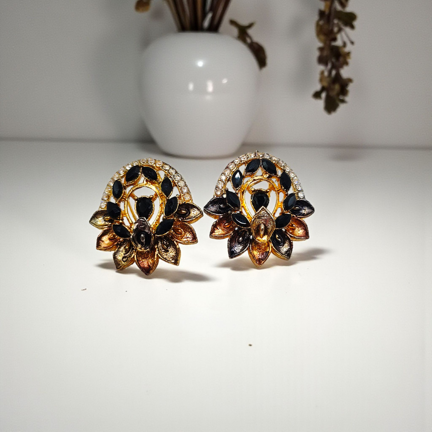 Golden Dome Stud Earrings