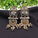 Hand-Painted Meenakari Dangler Chandelier with Antique Finish