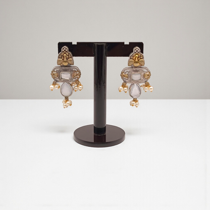 Antique Stone & Pearl Dangle Chandilier In Four Different Colors