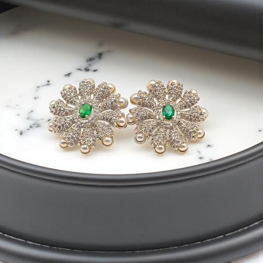 Floral Diamond Stud Earrings