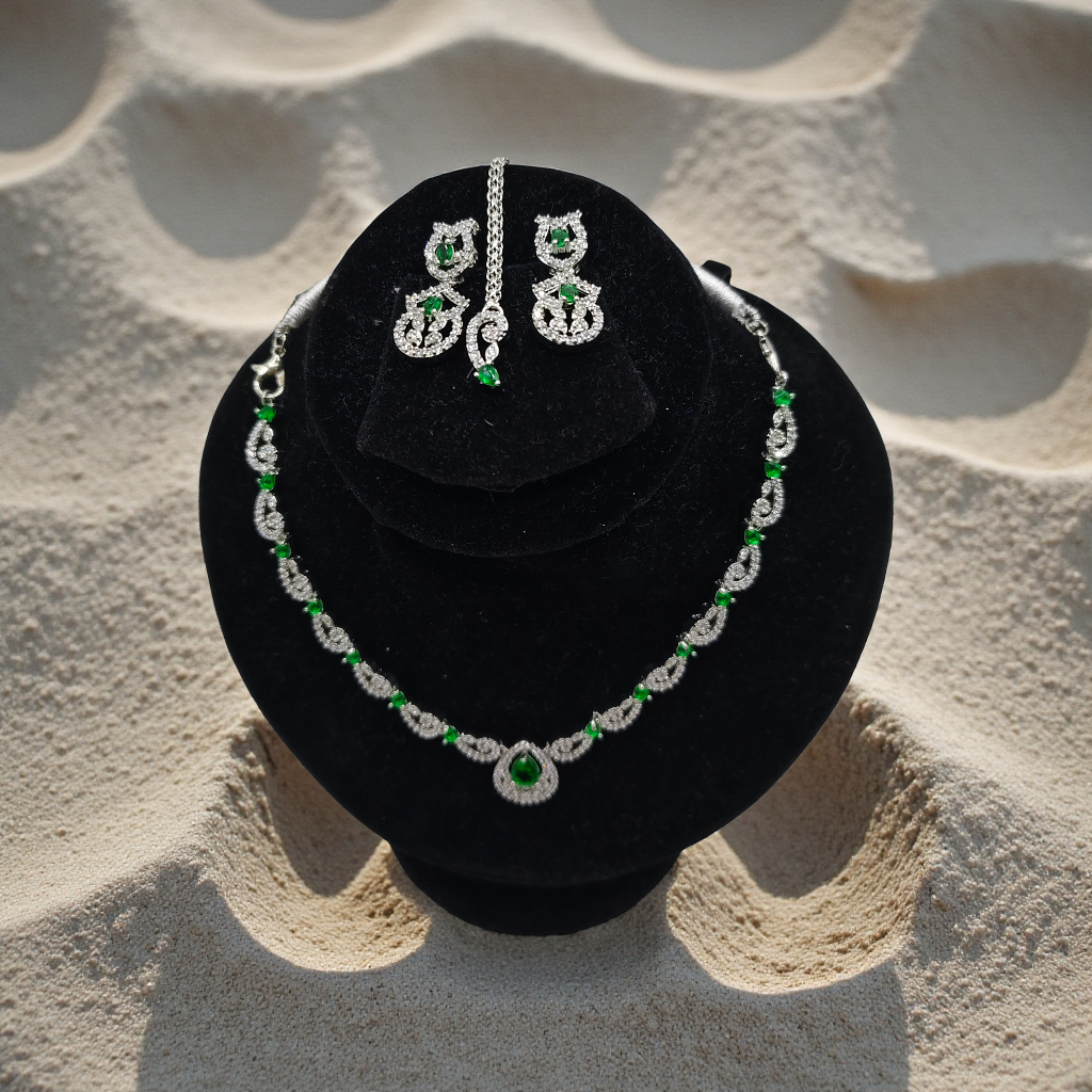 Emerald Green Crystal Necklace Set