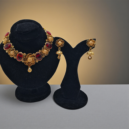 Pastel Bloom Necklace Set Gold Plated