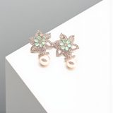 Floral Crystal Studs with Pearl Drop