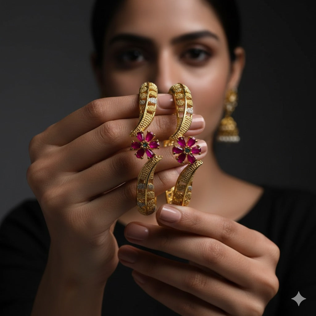 "Radiant Bloom Bangles – Where Elegance Blossoms"