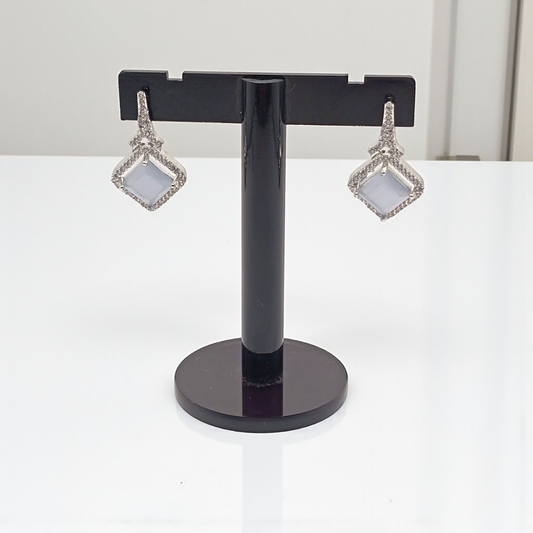 Diamond-Shaped Drop Studs with Crystal Accents