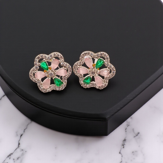 Blossom Garden Pink & Green Studs