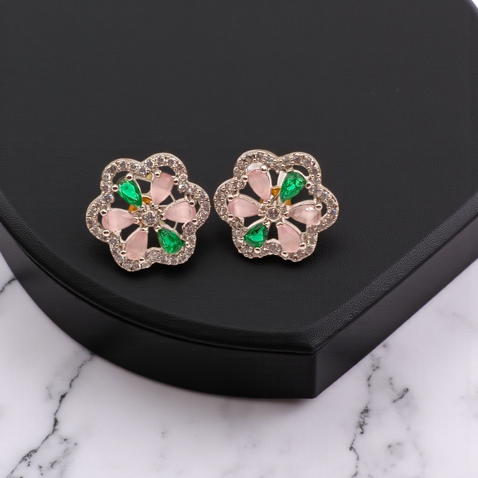 Blossom Garden Pink & Green Studs