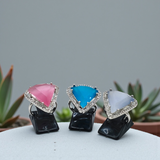 Square-Cut Gemstone Elegance Rings