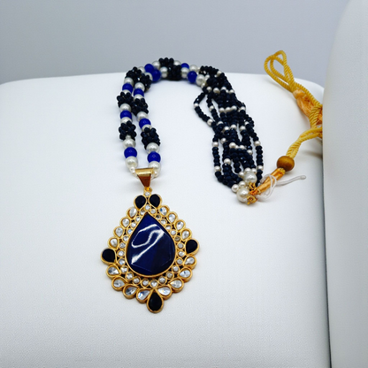 Beaded Kundan Statement Pendant Set