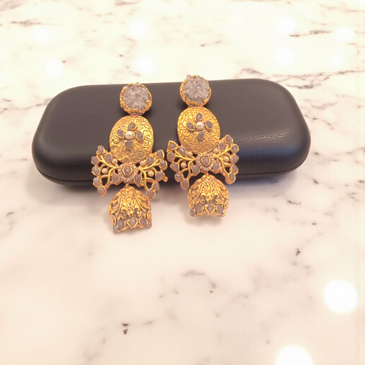 Antique Floral Jhumka Earrings